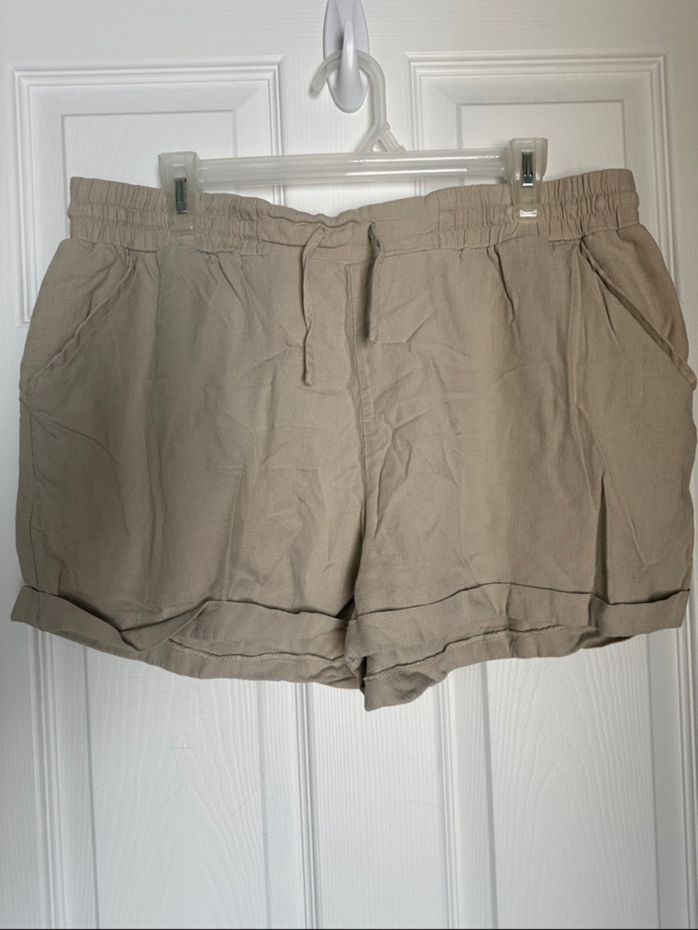 Como Vintage Neutral Taupe High-Waist Drawstring Shorts